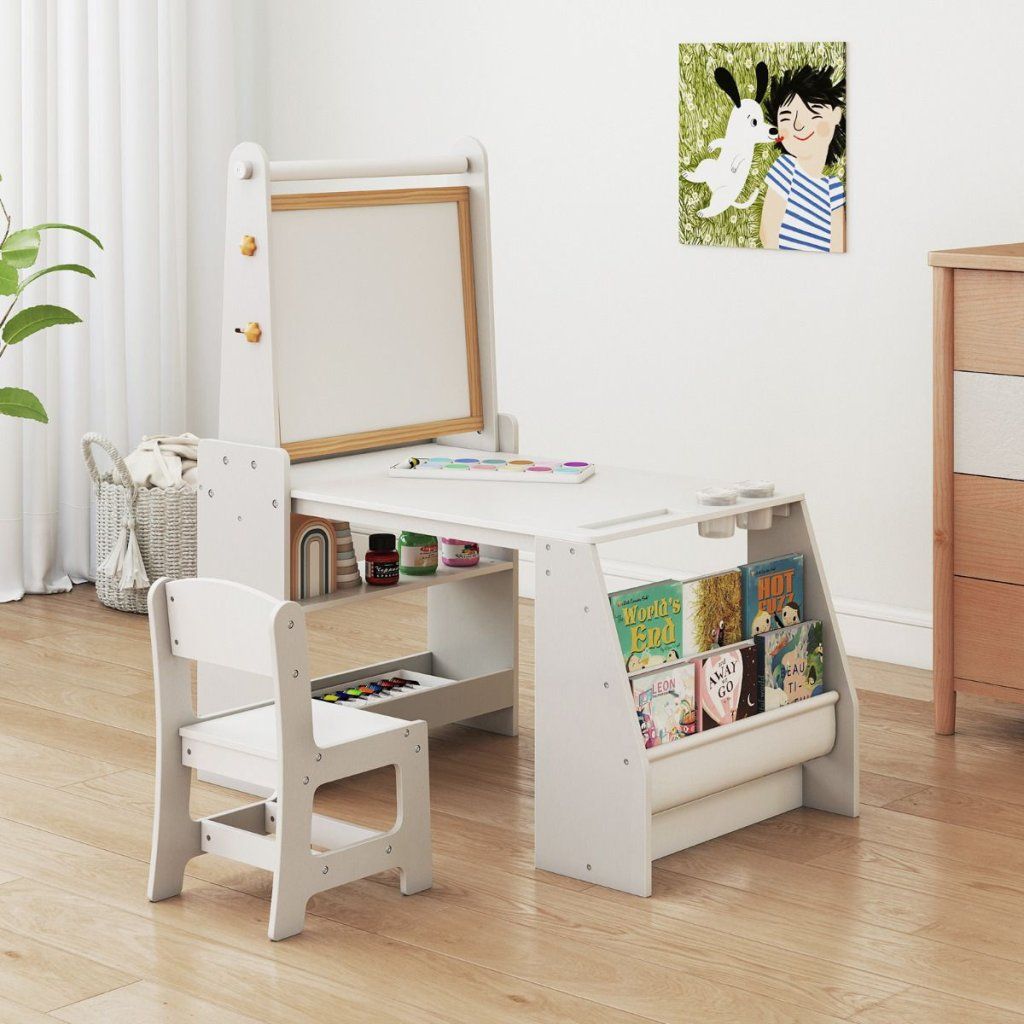 Dětský kreativní stojan s oboustrannou magnetickou a křídovou tabulí