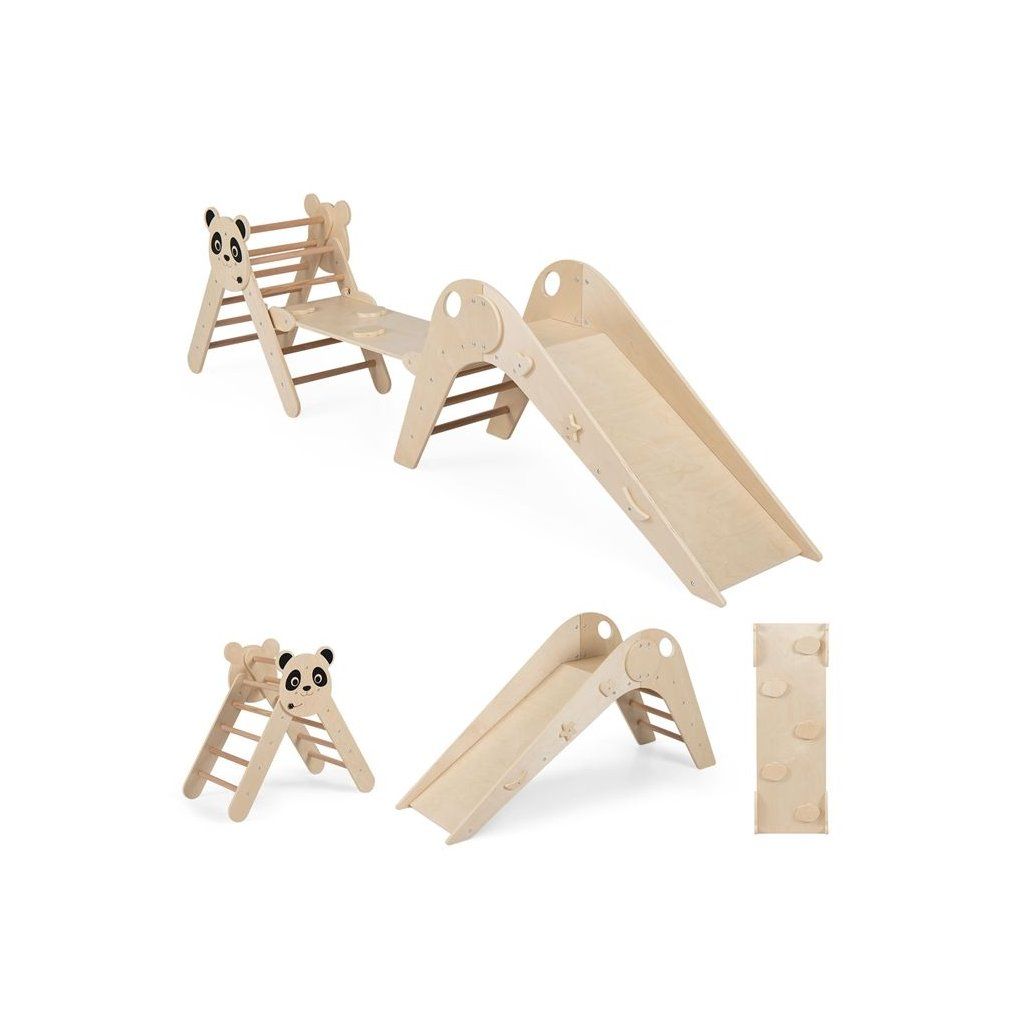 Montessori Piklerové trojúhelník se skluzavkou a rampou Panda Natural
