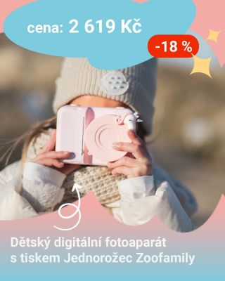 📸✨ Zachyťte dětský svět tak, jak ho vidí oni! Naše dětská kamera s tiskem Zoofamily Jednorožec promění každé dobrodružství...